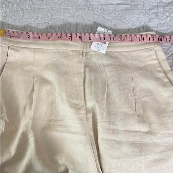 J. Crew Factory Pleated linen-blend short with elastic waist dusty ivory Size 10 - Picture 2 of 15